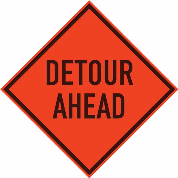 Detour Ahead Roll-up Sign / Vinyl Pockets